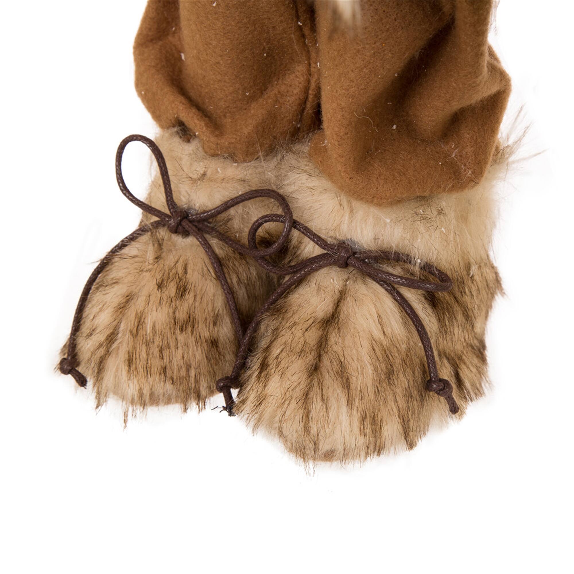 Glitzhome® 18" Christmas Light Brown Faux Fur Santa Figurine